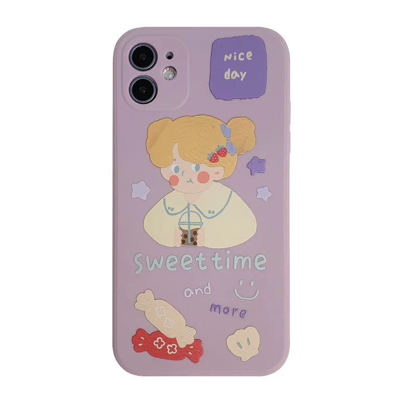 

Oil painting girl phone case is suitable for iPhone11 12Pro Max mini X XR XSMax 8 7PluS silicone anti-fall protective back cover