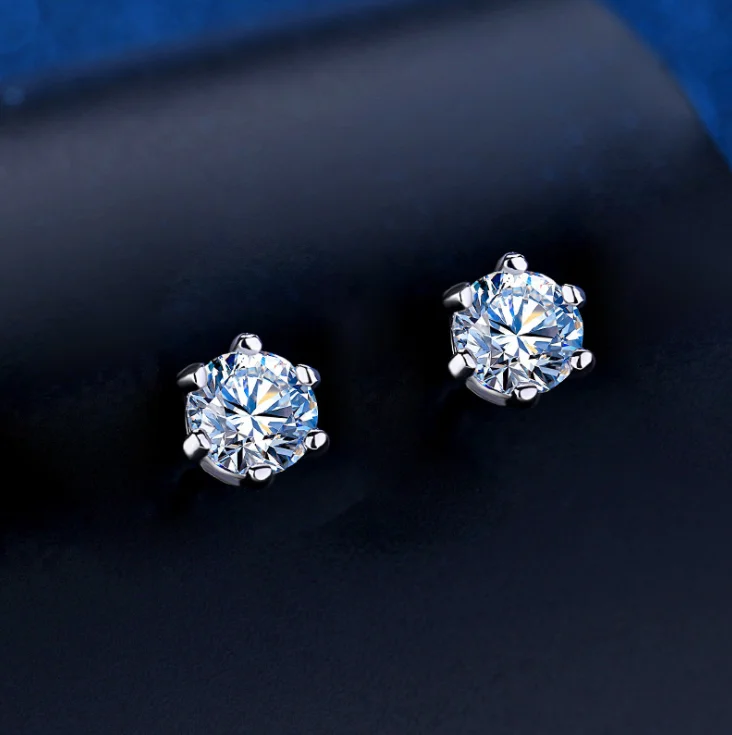 

S925 pure silver morsang diamond, classic six claw earrings, goddess earrings, simple simulation drill Earrings accessories
