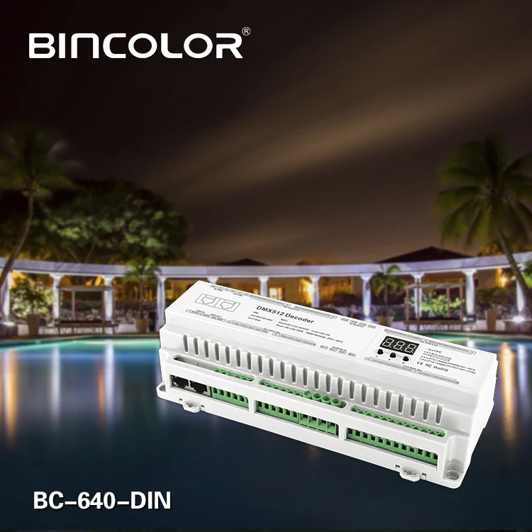 BC-640-DIN din-рейку 40CH каналов DMX512 постоянное напряжение светодиодный декодер DC12V-DC24V