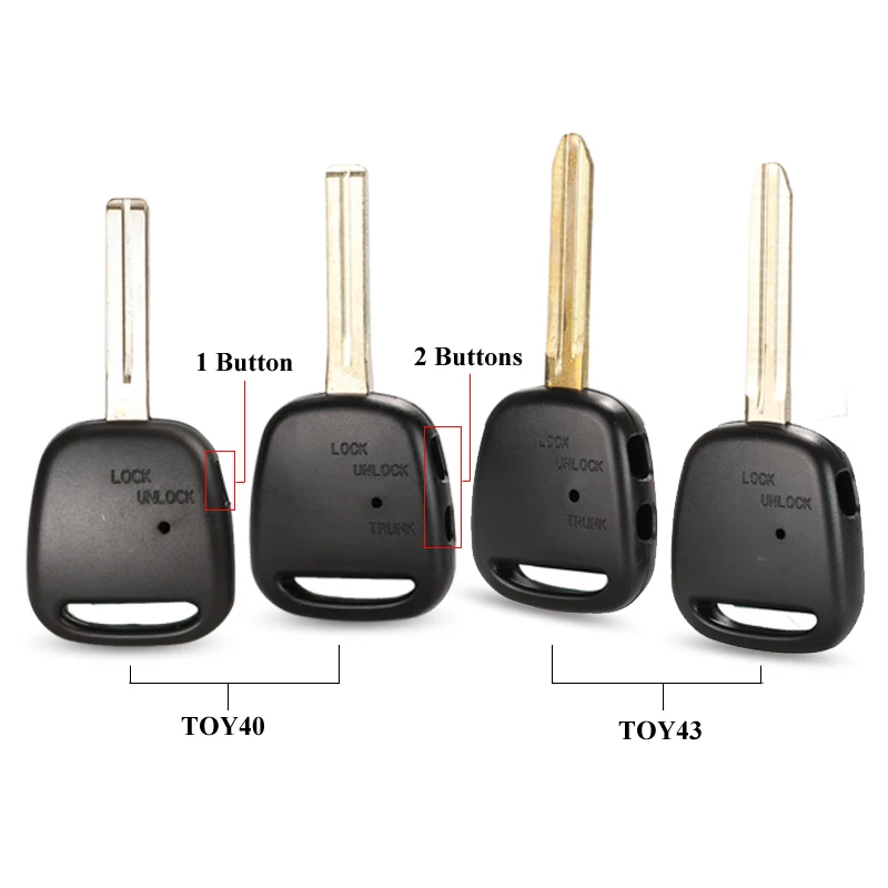 Jingyuqin 1/2 Боковая кнопка дистанционного ключа оболочки для TOYOTA Carina Estima Harrier Previa Corolla Celica ключ чехол TOY43/Toy40 лезвие