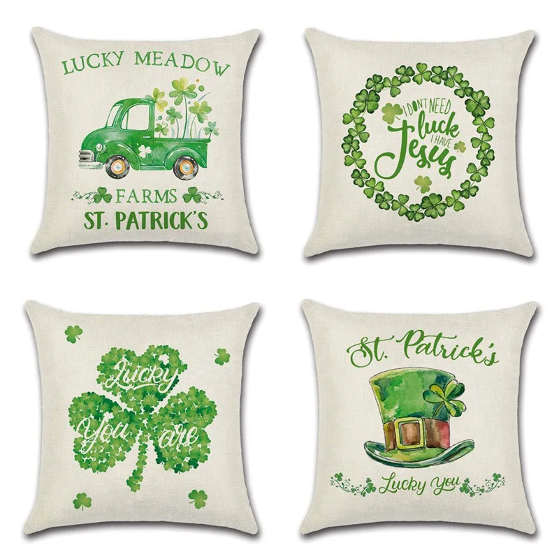 45*45 см День Святого Патрика весенний Клевер чехол для подушки хлопок льняной