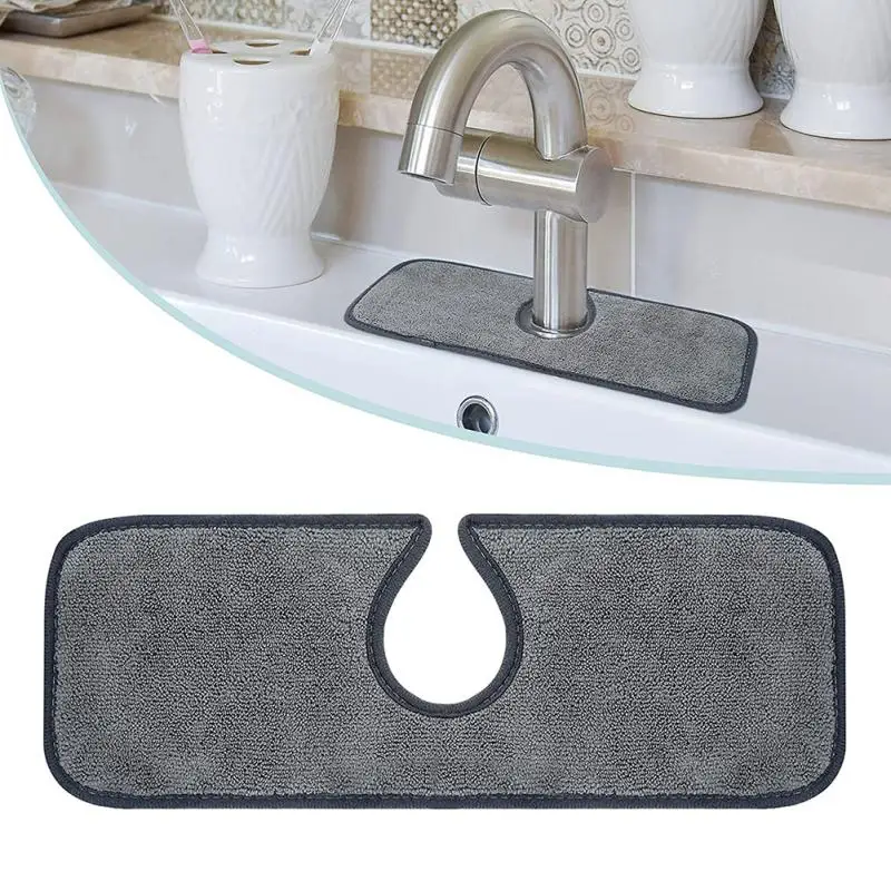 

Faucet Absorbent Mat Microfiber Kitchen Sink Water Drying Pad Bathroom Tap Cloth Splashproof Household Cleaning Accessories