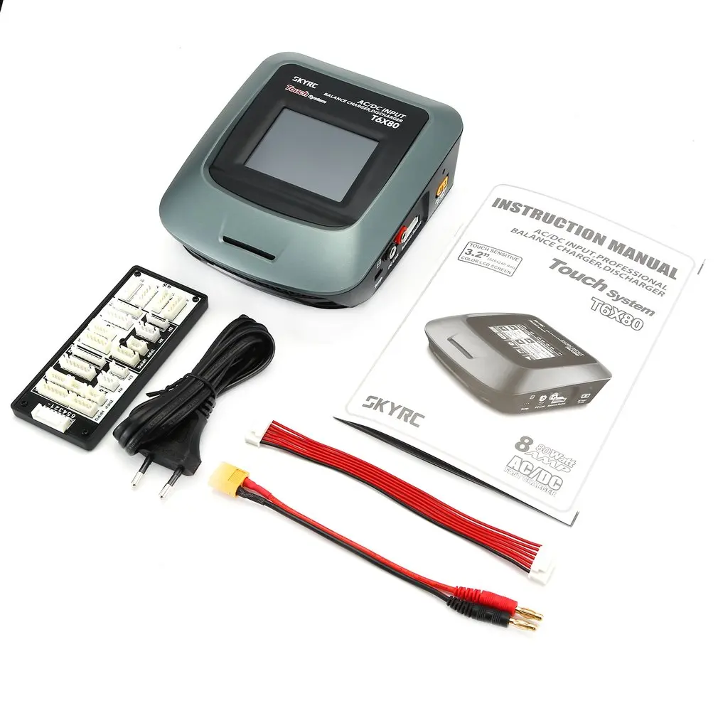 SkyRC T6X80 SK-100160-01 AC/DC Профессиональный 3.2in сенсорный ЖК-экран RC LiPo/LiFe/Lilon батарея баланс зарядное устройство Dis зарядное устройство