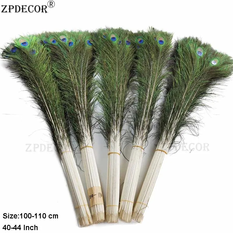 

ZPDECOR Natural Peacock Feathers 100-110cm for Weddings Carnival Decoration