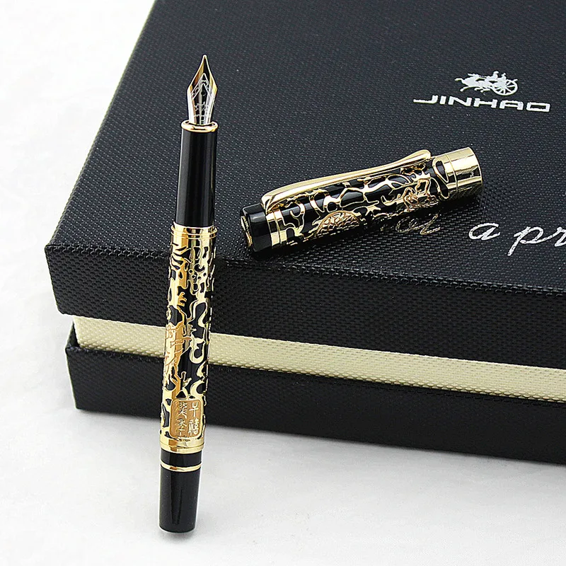 

Jinhao 5000 Dragon Ink Pen In Fountain Pen High Quality Luxury Office for Writing Metal Pluma Fuente Caneta Tinteiro Golden Nib