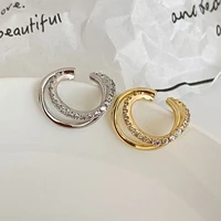 cute small twisted moon no pierced ear clip for women elegant sweet zircon beads earrings without pierced fashion jewelry