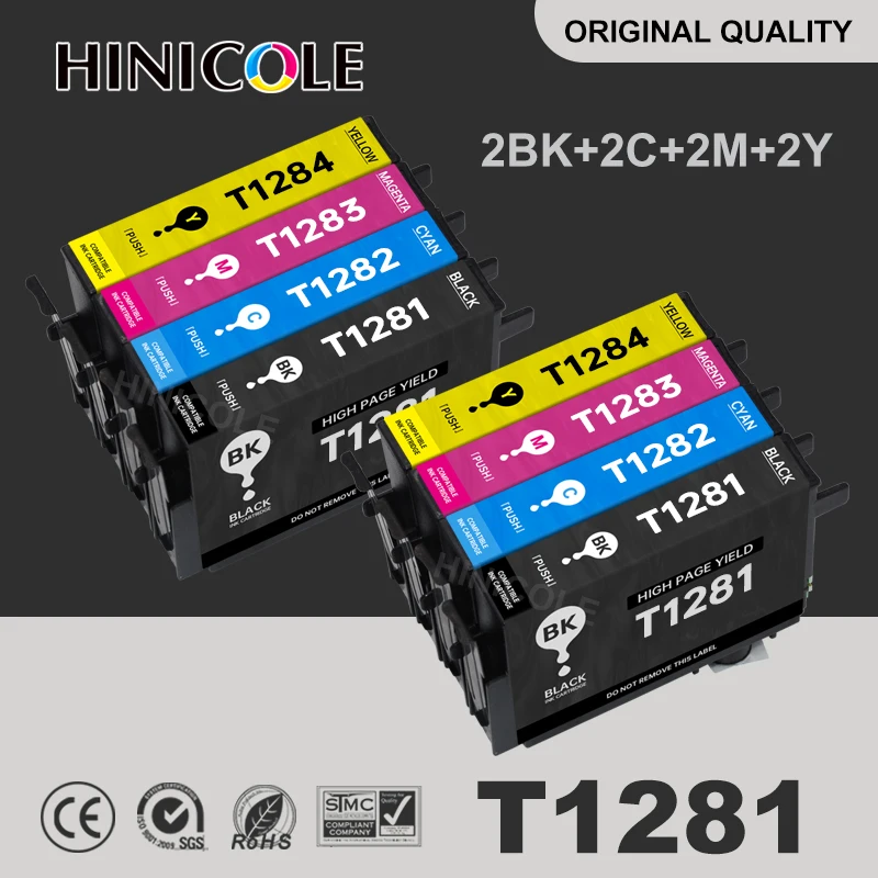 8 шт. T1281 T1282 T1283 T1284 полный чернильный картридж для Epson Stylus S22 SX130 SX125 SX235W SX435W SX425W BX305F