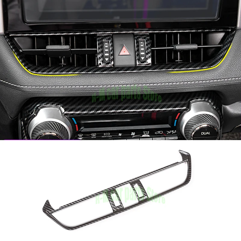 

For Toy ota RAV4 2019 2020 Silver Carbon fiber style Interior Middle Center Console Air Condition Vent Outlet Cover Trim ABS
