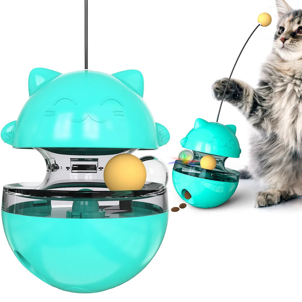 

Неваляшка кошка игрушечный поворотный стол с забавным котом, игрушки для домашних животных тренировочный инструмент кошка утечки Еда мяч и...