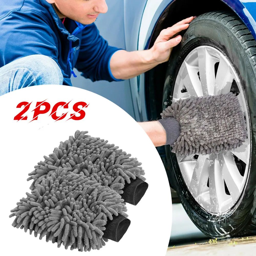 

2Pcs Microfibre Car Wash Mitt Thick Ultra Soft Auto Wash Mittens Machine Washable Quick Drying Scrub Cleaning Sponge