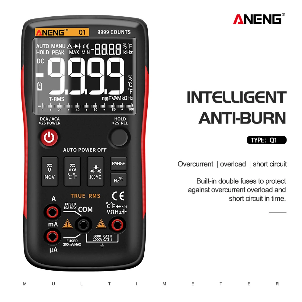 Мультиметр ANENG Q1 аналоговый тестер 9999 транзистор конденсатор