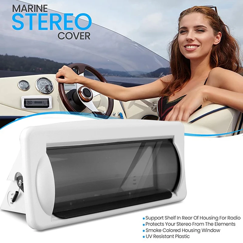 

Boat Flush Mount Stereo Cover Marine Deck Cover Housing Waterproof Radio Splash Guard for RV Caravan Yacht DVD Frame
