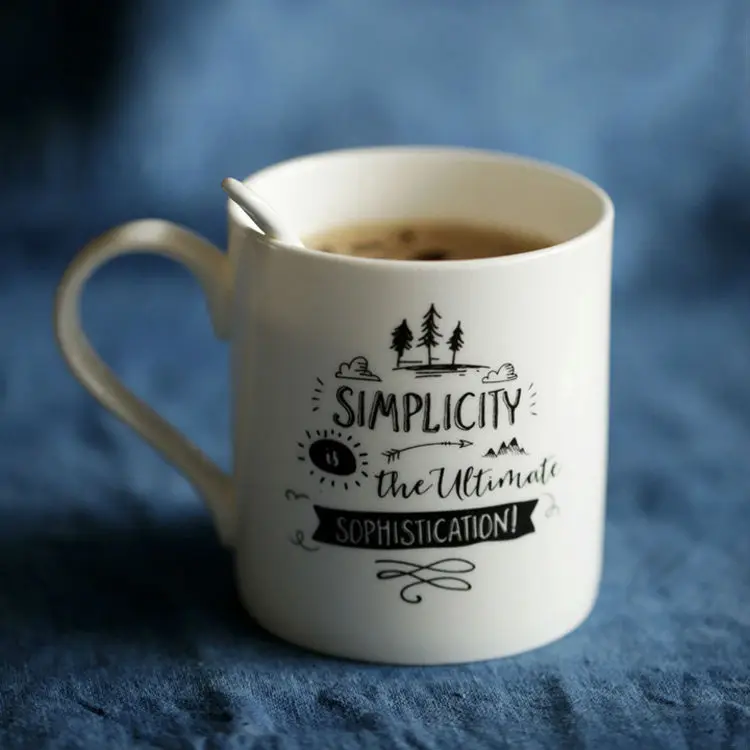 Безопасность пищевых продуктов Керамическая кружка 350мл Простой стиль белого