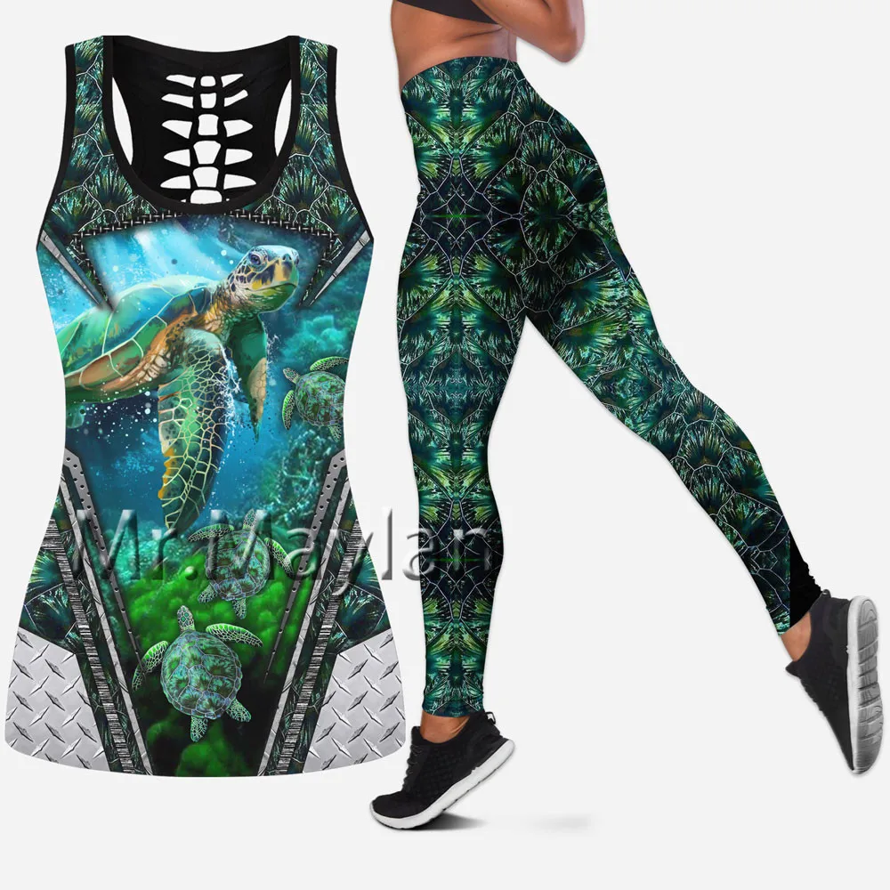 

3D Digital Printed Blue Sea Turtle Hollow Tanktop Women Sexy Vest Girls Fashion Tank Tops Clothes Ropa Mujer Oversized Drop ship