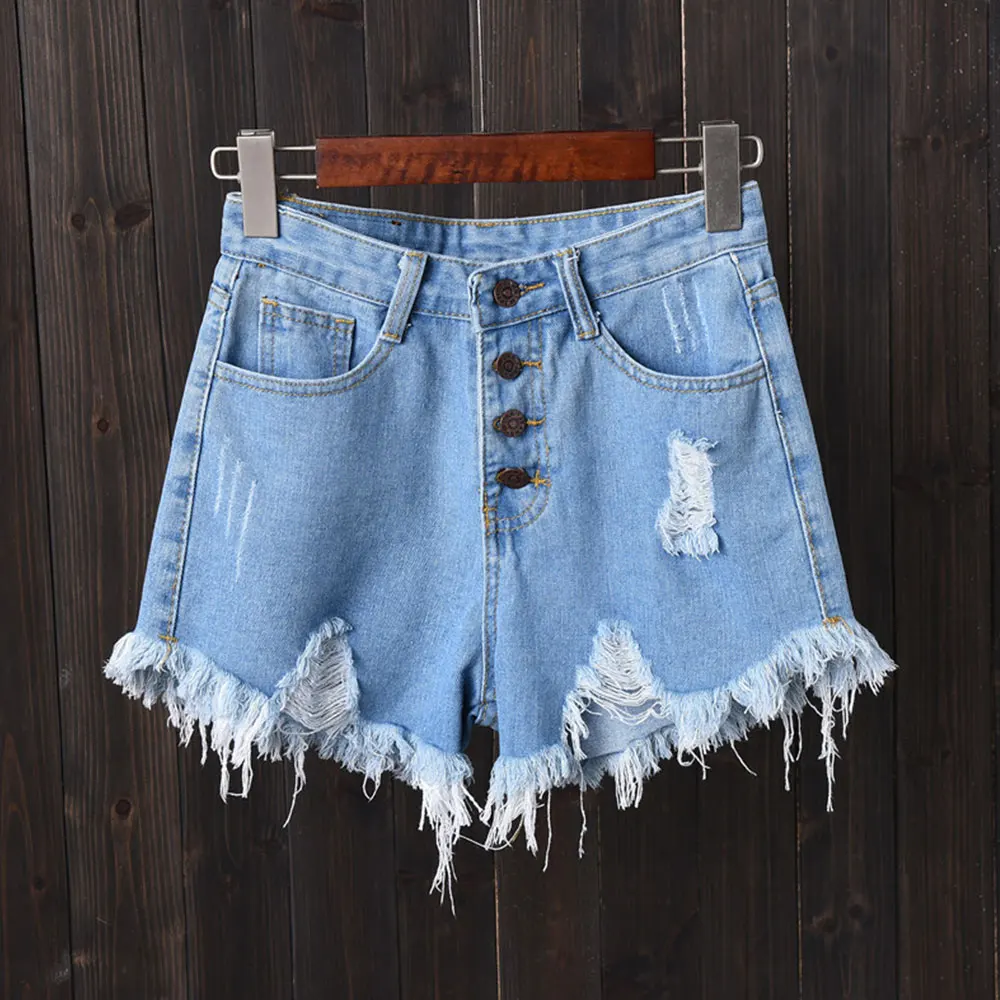 Фото Gentillove Fashion Buttons Summer Women Shorts Jeans Casual Sexy Denim Shorts Oversized High Waist Ladies Cute Outerwear Short №4