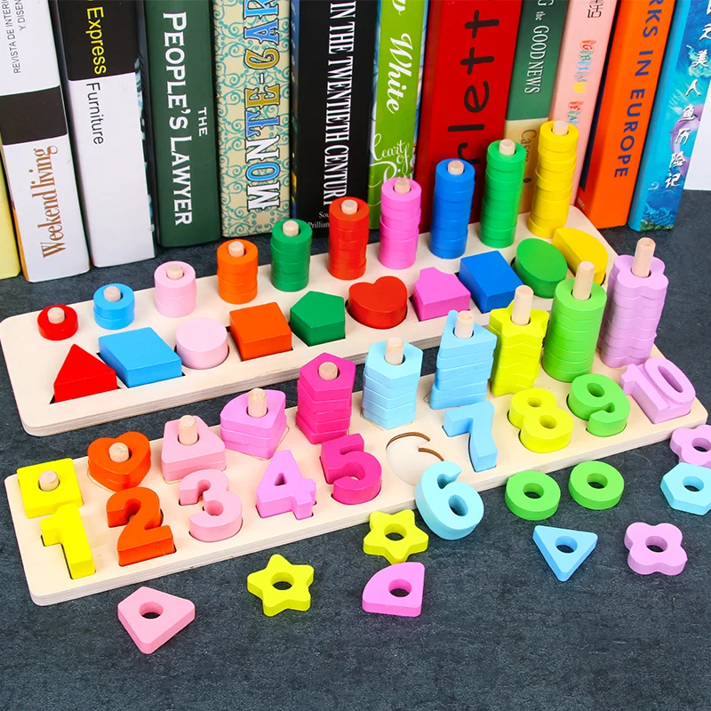 Детские деревянные игрушки цветные познавательный на поиск соответствия блокам