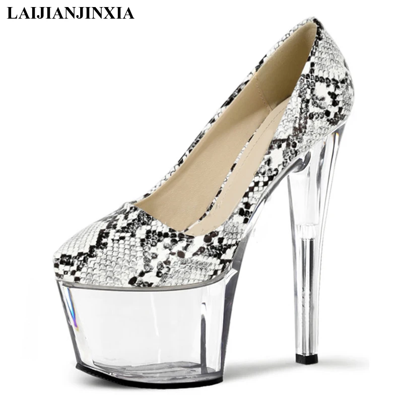 

LAIJIANJINXIA New 17 CM Super High Heeled Shoes Shallow Round Toe Women's Pumps Fashion Platform Women Shoes