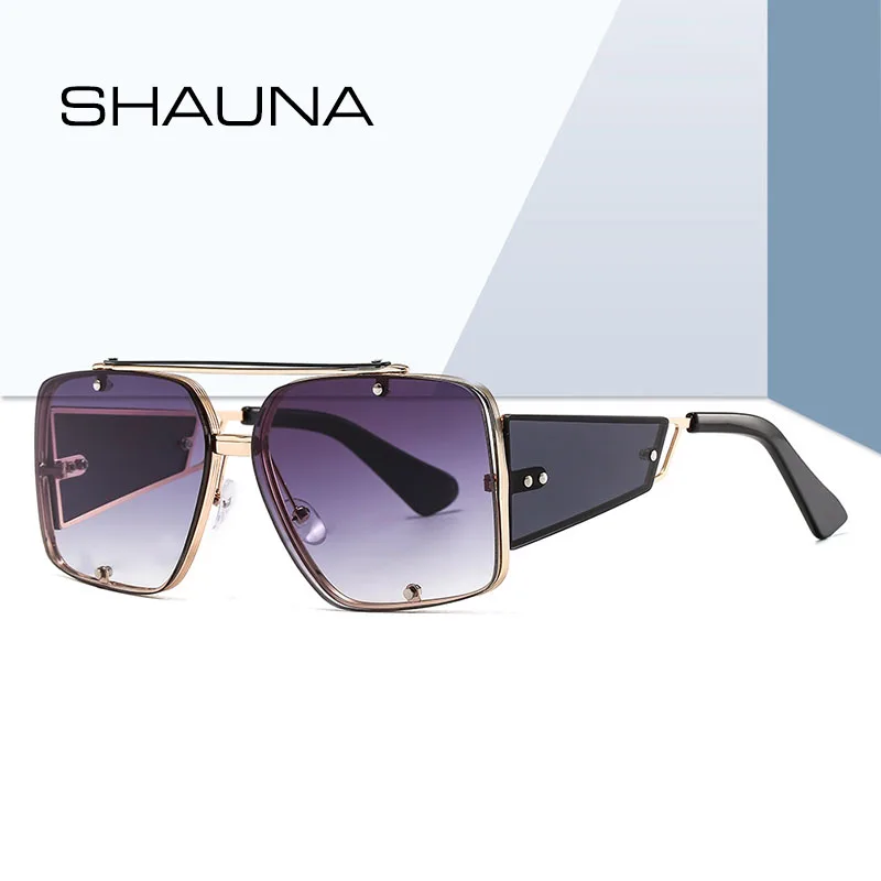 

SHAUNA Vintage Punk Square Sunglasses Women Brand Designer Fashion Goggle Rivets Men Sun Glasses Shade UV400