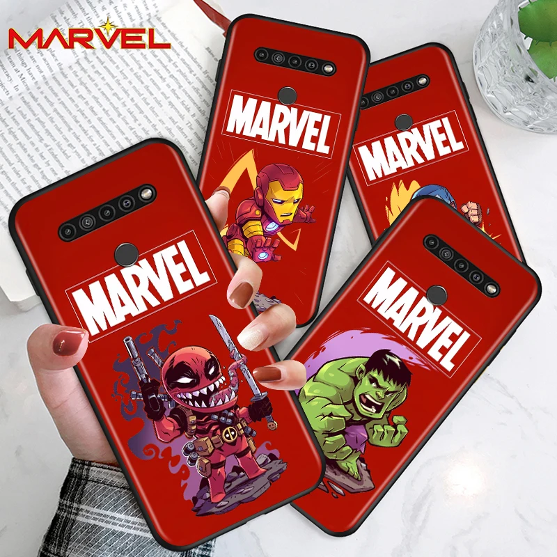 

Marvel hero cute cartoon for LG G8 G8S G8X V30 V35 V40 V50 V60 ThinQ Q60 K40 K50 K51 K61 K71 K92 K62 Soft Black Phone Case