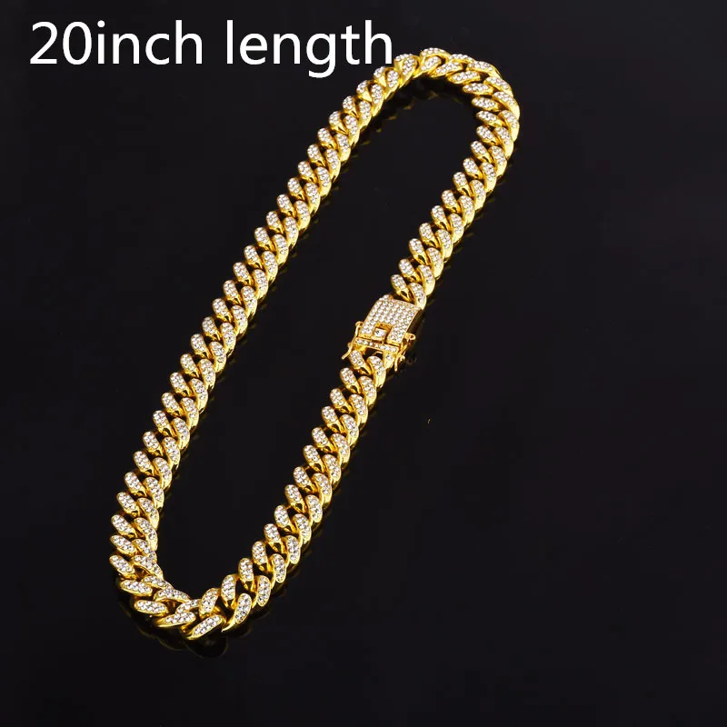 gold 20inch Мужская цепочка в стиле хип-хоп со льдом, ожерелье с кристаллами, CZ мужские кубинские цепочки, ожерелье, ювелирные изделия в стиле хип-хоп, подарки - Окраска металла: gold 20inch