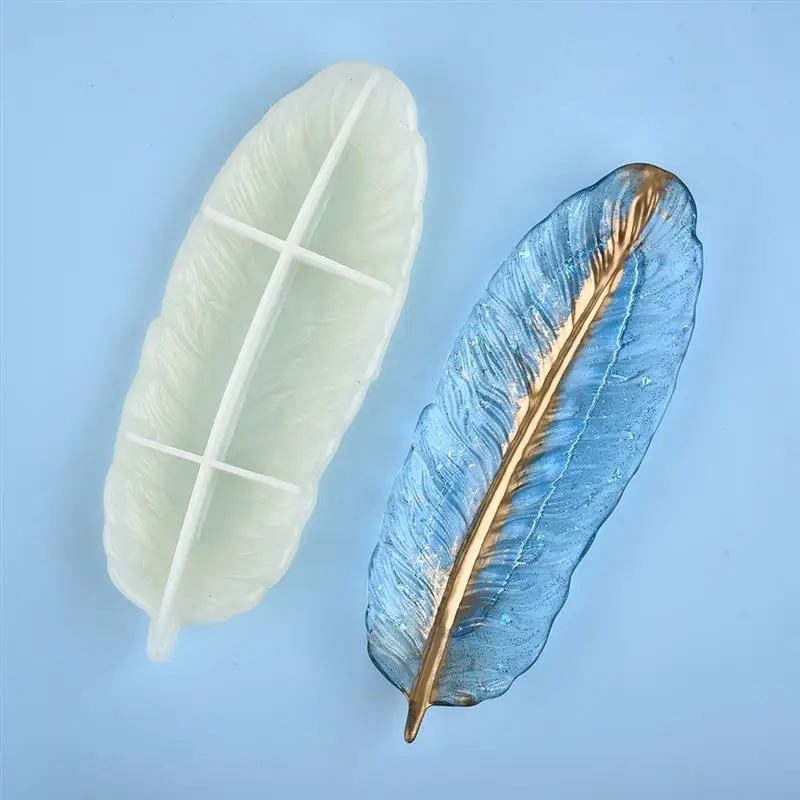 

Silicone Mold Feather Storage Box Tray Resin Casting Molds For DIY Epoxy UV Resin Crafts Jewelry Making Tools Resin Moulds