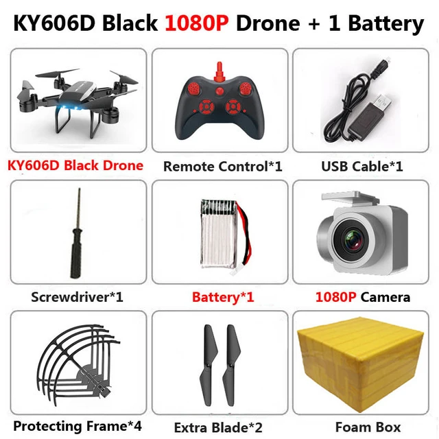 1080P Black 1B FB KEELEAD Дрон KY606D 4K 1080P HD wifi камера дроны режим удержания высоты складной Радиоуправляемый квадрокоптер с камерой VS E58 SG106 мини Дрон - Цвет: 1080P Black 1B FB