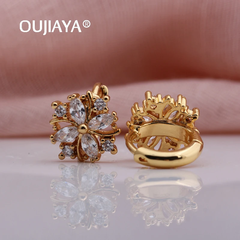 OUJIAYA новые свадебные серьги с белым цветком женские золотые капли натуральный