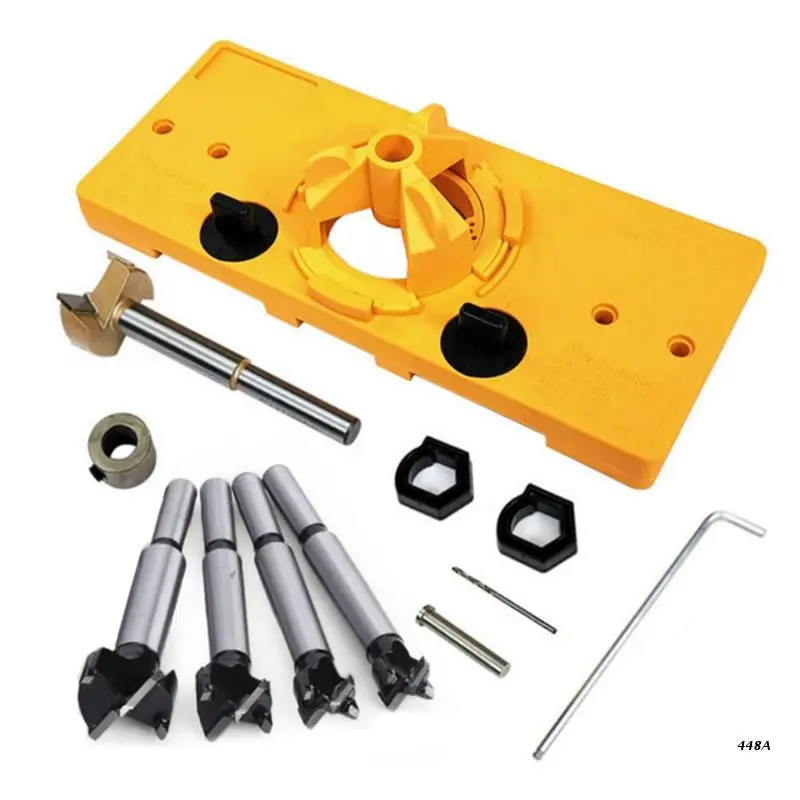 

Hinge Drilling Jig 15mm-35mm Hole Opener Positioning Punch Dowel Jig Kit Wood Cutter Jig Guide Sleeve Punch Locator Tool