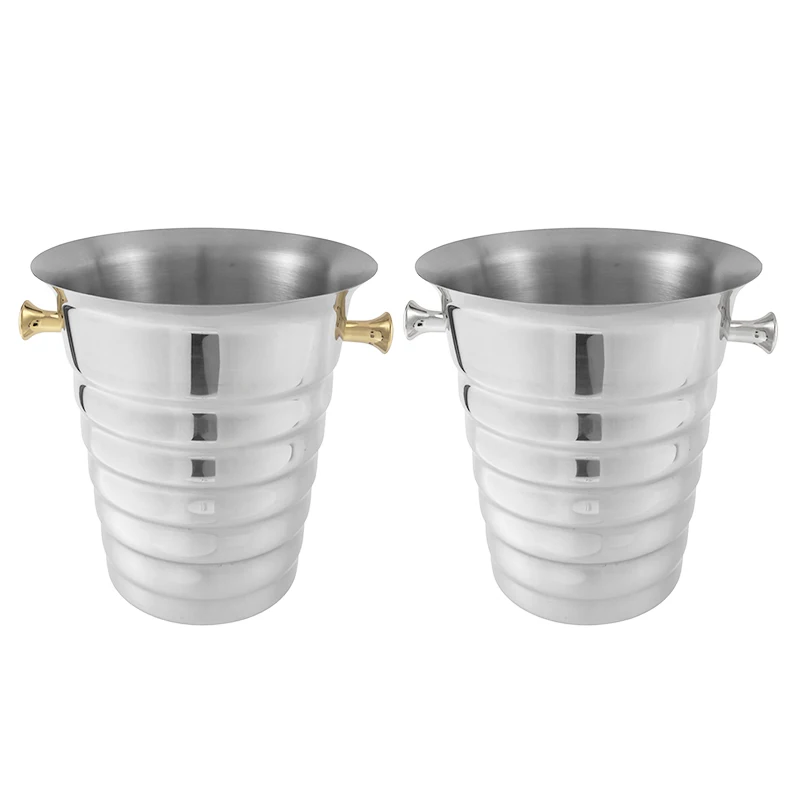 

New-5L Stainless Steel Thickened Threaded Ice Bucket Bar Supplies Restaurant KTV Beer Wine Bucket Champagne Cooler,