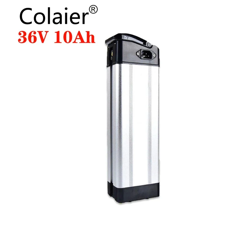 

Colaier е-байка 36В 10AH серебряные рыбы стиль батареи для электрических велосипеда 36V 500 Вт литиевая батарея с Алюминий чехол