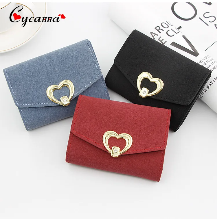 Холщовые женские кошельки простые на застежке черный красный синий короткий