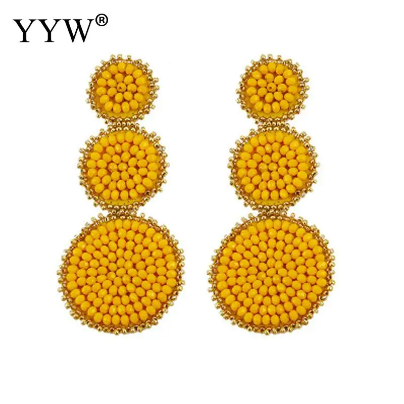 Женские серьги ручной работы с разноцветными бусинами летние модные большие