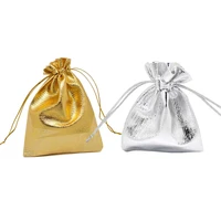 50pcs 7x99x12cm silver colorgold color organza bag jewelry packaing fabric bag drawstring wedding favor pouches gift pouches