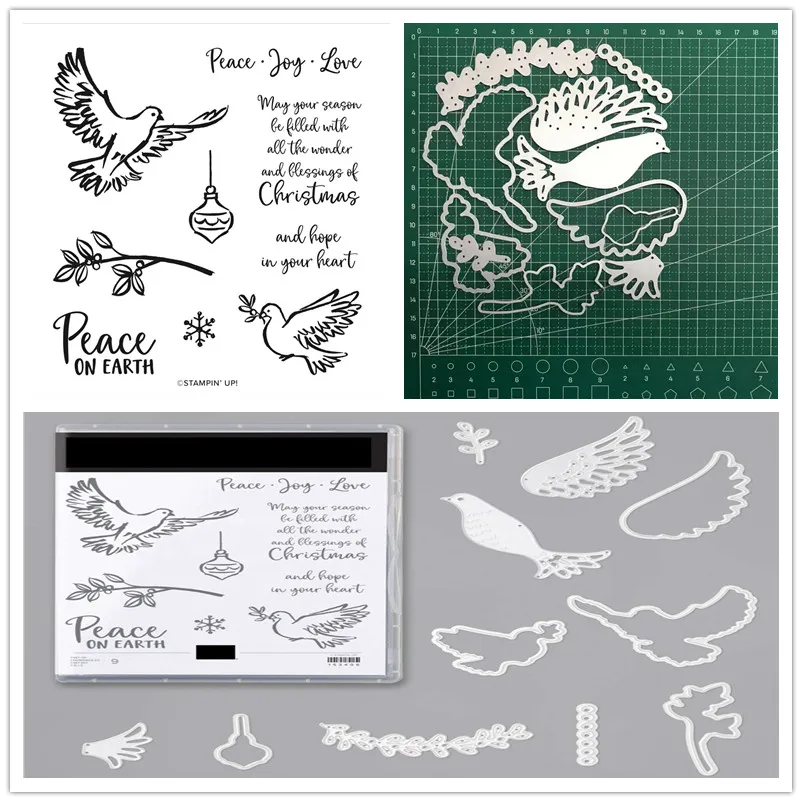 

DOVE Christmas Metal Cutting Dies and Stamp for DIY Scrapbook Album Paper Card Decor Craft Handmade Knife Die New Arrival 2021