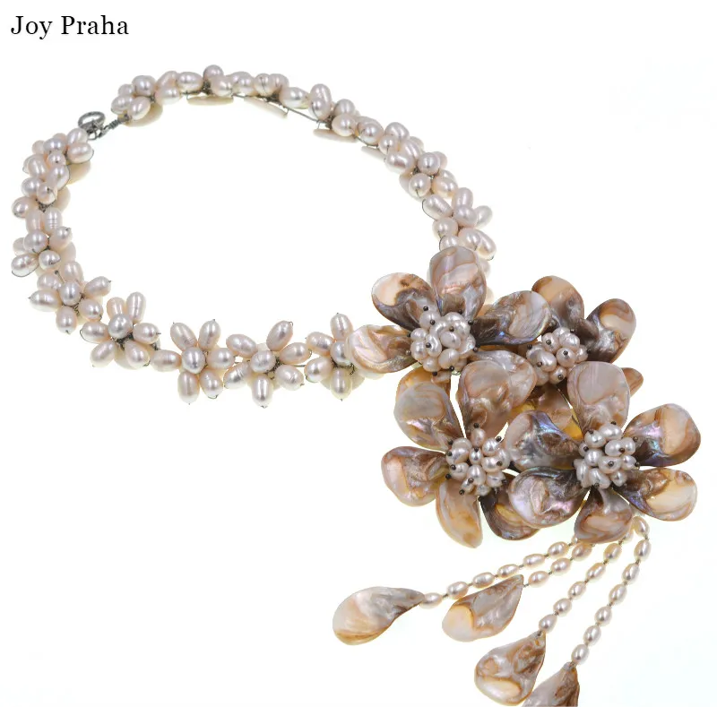 

Temperament natural pearl shell short necklace / Gorgeous flower women clavicle chain / wholesale dropshipping