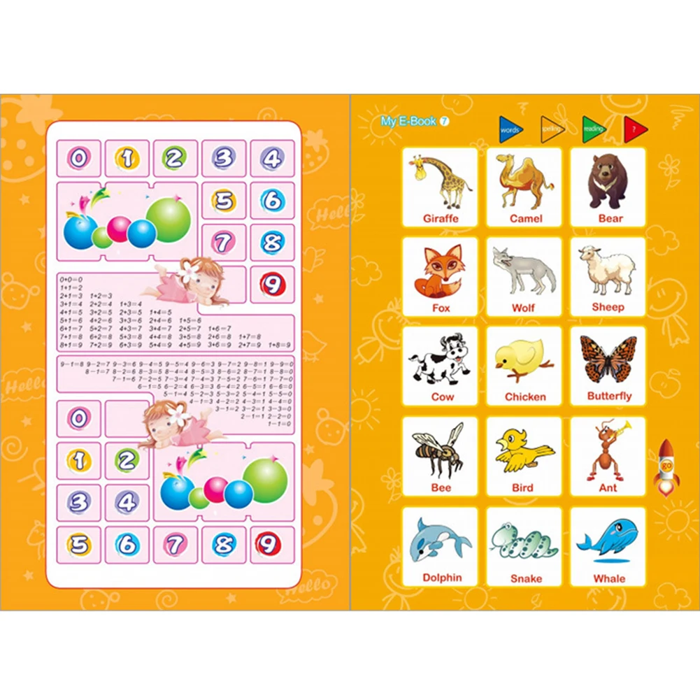 

Обучающая электронная книга на английском языке с защитой от разрывов, когнитивный цвет для детей, развивающая игрушка, школьный мультяшны...