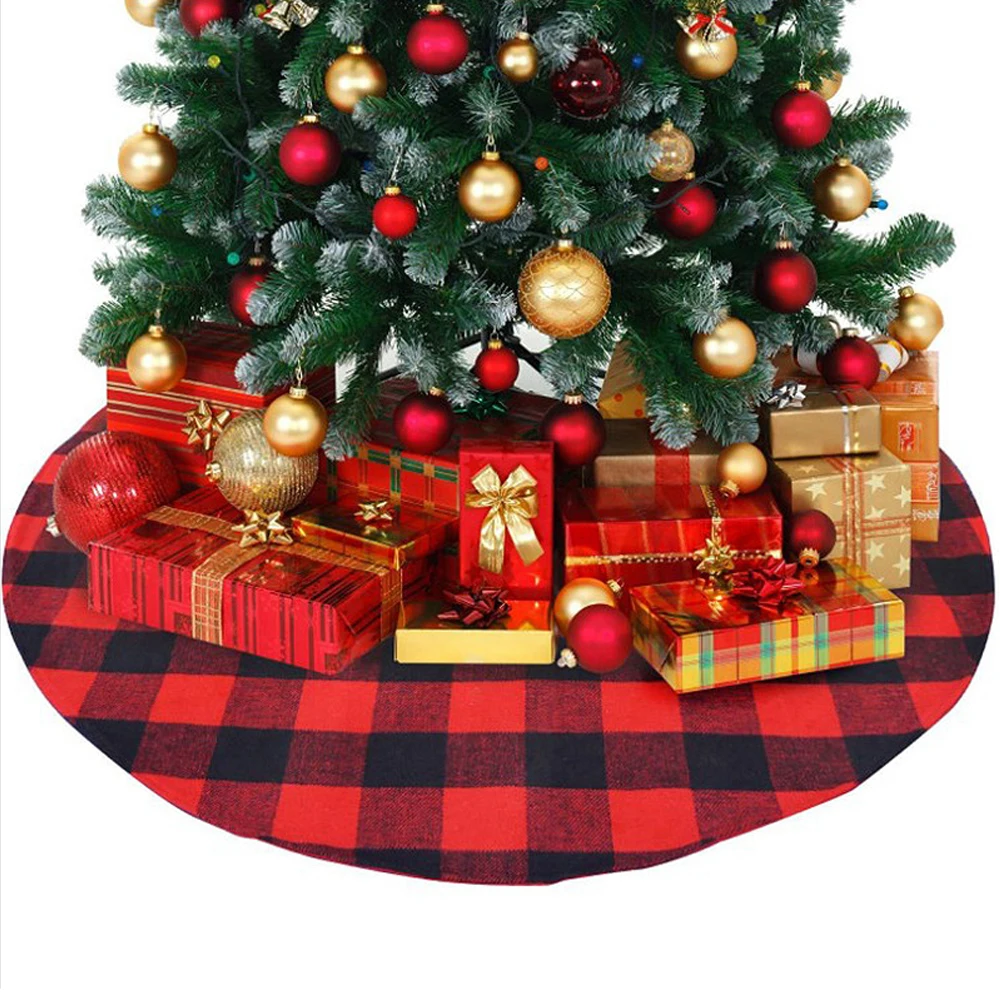 1 Pcs Christmas Tree Dress Ornament Classic Red And Black Plaid Skirt Placed Gift Up Family Venue Layout | Дом и сад