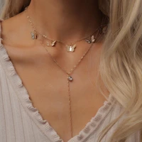 ywzixln boho charm gold color tassel butterfly pendant crystal fashion necklaces bijoux for women elegant choker jewelry n066
