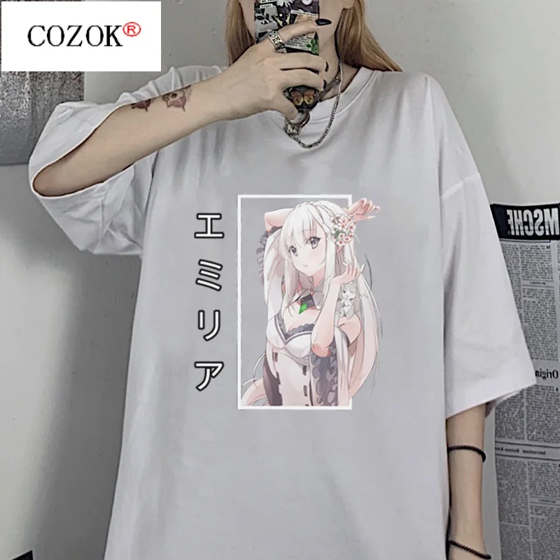 

2021 Summer New Anime Women's T-shirt Cute Wind Printing Loose Short Tee Sweet Girly Style