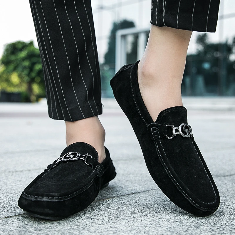 

Autumn Men Casual Slip On Shoes Black Loafers Shoes Men Anti Slip Rubber Drive Shoes Mens Good Quality Flats Sneakers For Men