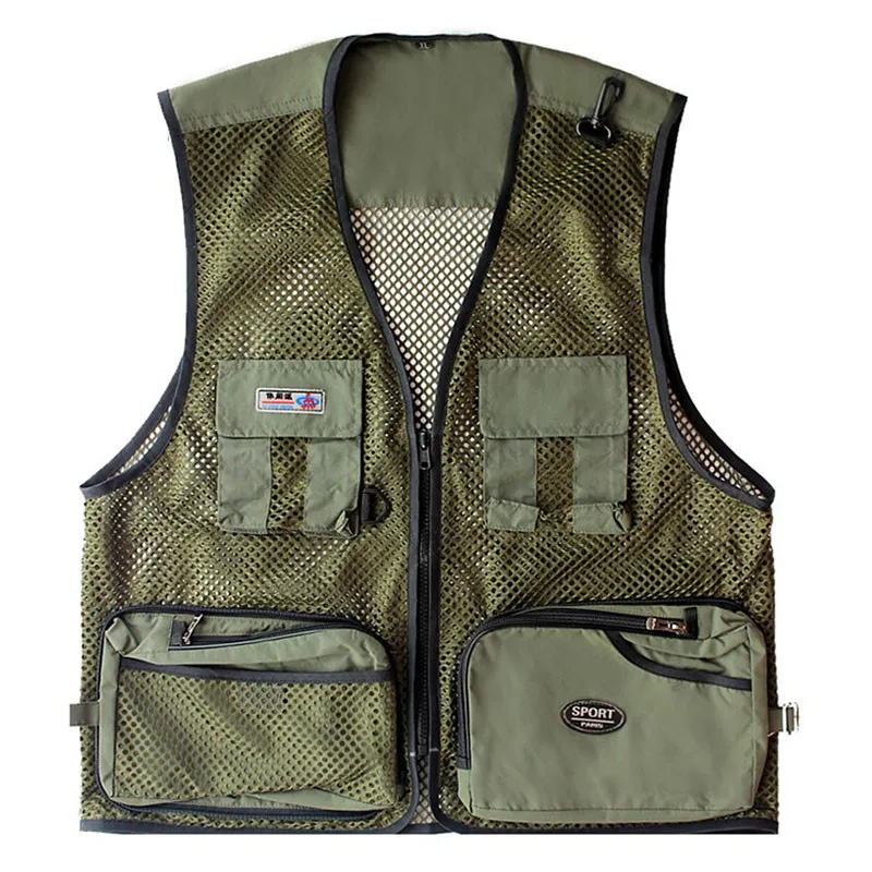Высококачественный мужской жилет для рыбалки сетчатый на молнии с несколькими