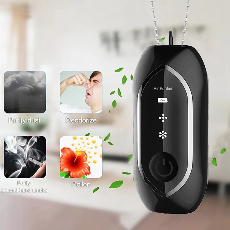 

2 Pcs Hanging Neck Air Purifier, Mini Portable Fashion Personal Wearable USB Negative Ion Air Purifier
