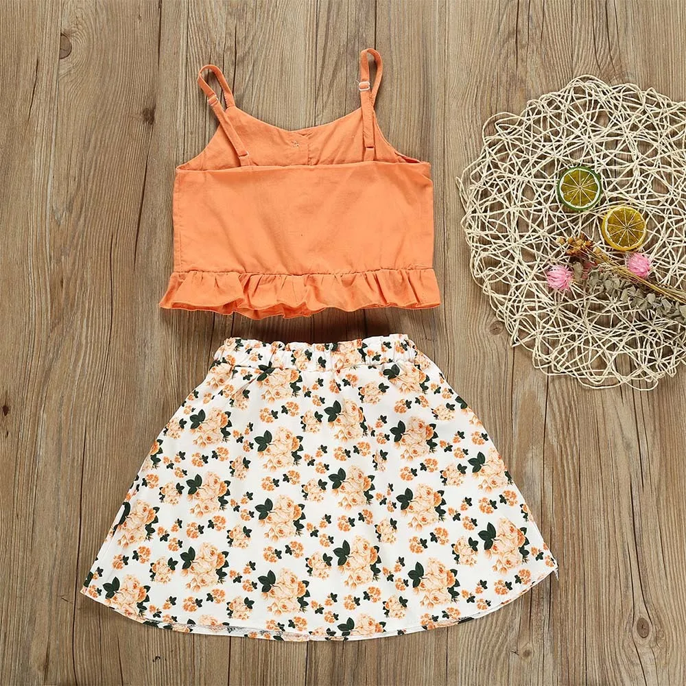 2 шт./компл. для маленьких девочек с цветочным рисунком в стиле Бохо летний костюм