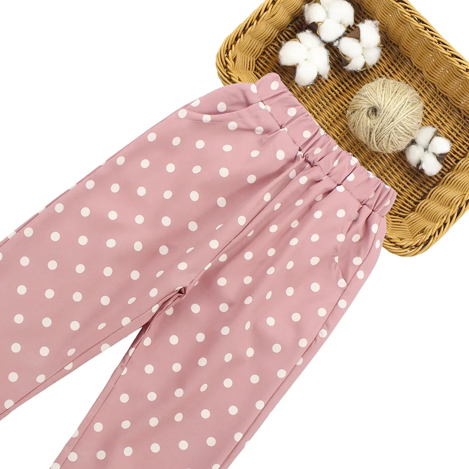 Детская одежда куртка в горошек и штаны наряды для девочек модные вечерние