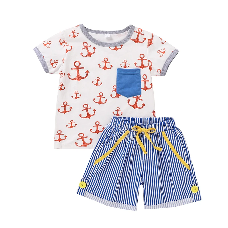 

Boys Summer Clothes Kids Two Piece Set Summer Fashion Clothing Exquisite Leisure and Comfortable Cotton Short Sleeve Shorts Suit