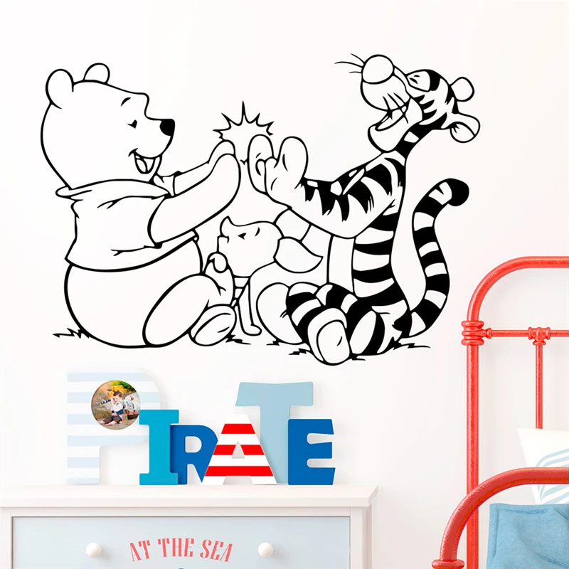 Мультяшные наклейки на стену Винни пух и тигр для спальни домашний декор