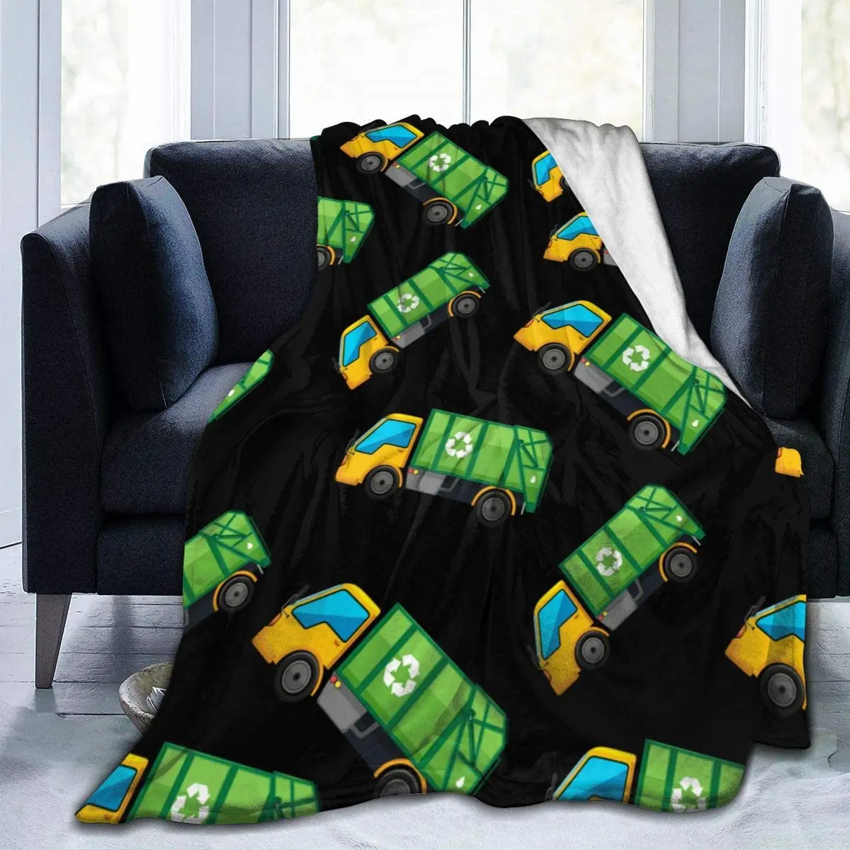 

Cartoon Garbage Truck Ultra Soft Flannel Fleece All Season Light Weight Living Room/Bedroom Warm Blanket…
