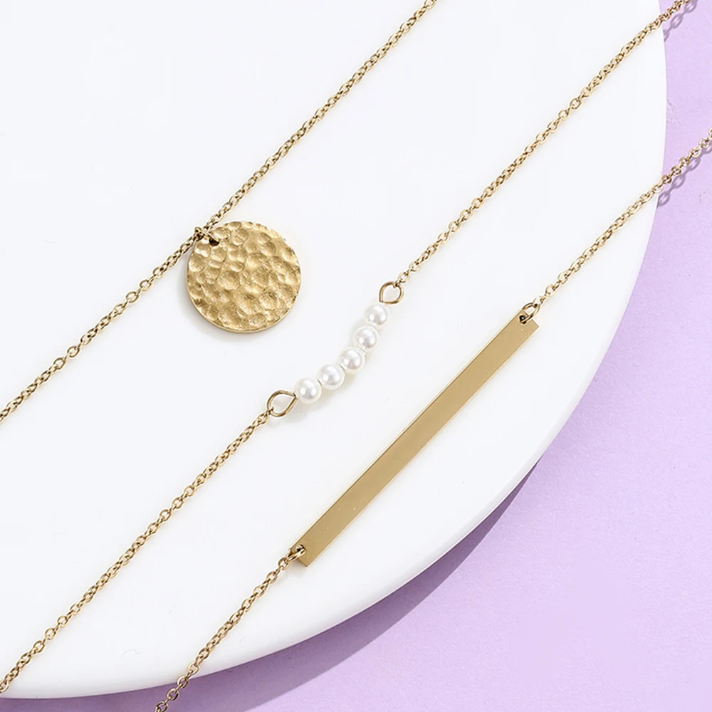 Многослойное длинное ожерелье с подвеской золотого цвета для женщин