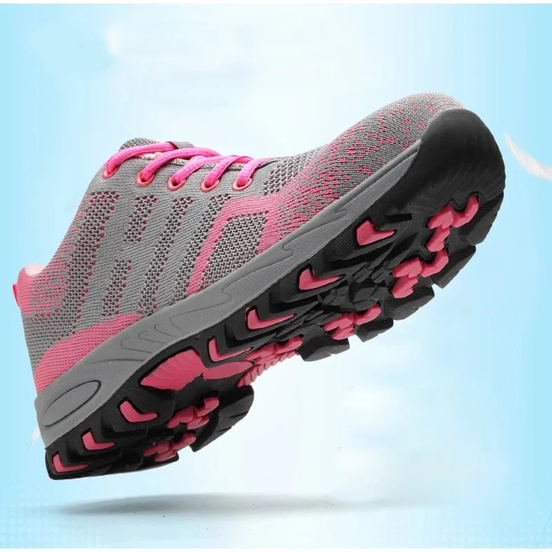 2019 Женские рабочие ботинки со стальным носком из сетчатого материала легкая