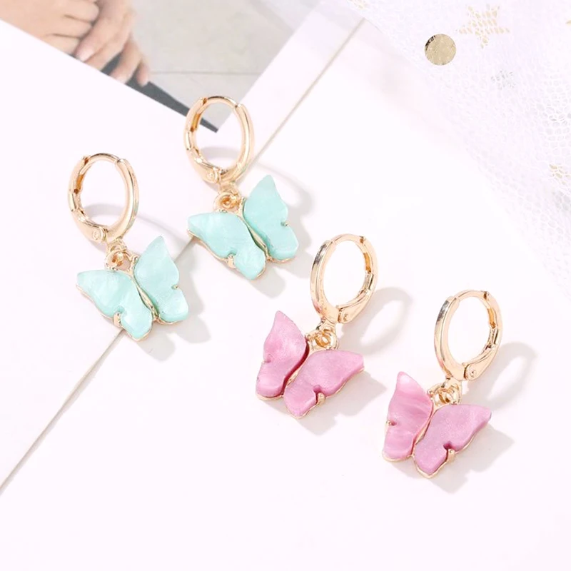 Женские акриловые серьги бабочки яркие ювелирные изделия для
